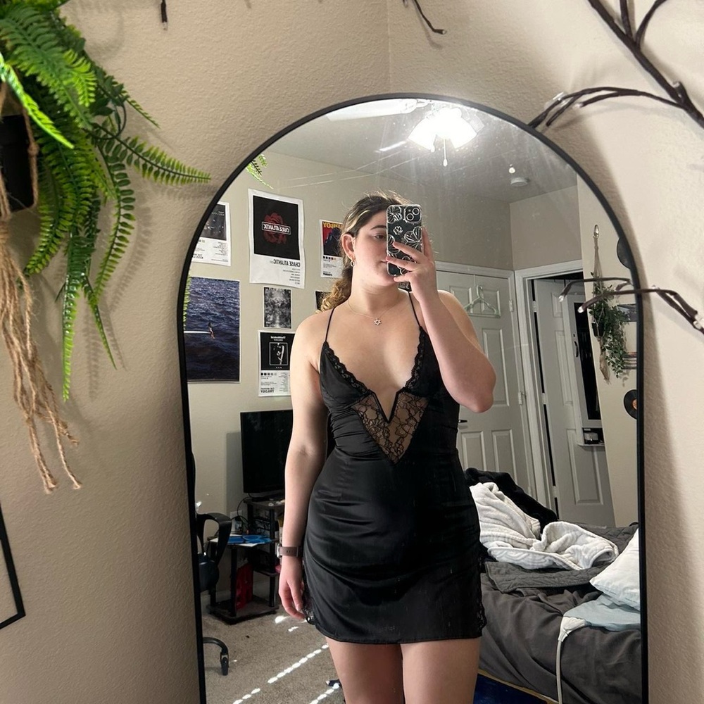 Elegant Black Lace Slip Dress